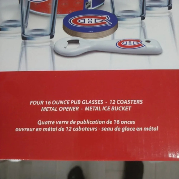 NHL Montreal Canadiens Ice Bucket Set, Glasses, Coasters, Opener, Ice Bucket NWT - Picture 3 of 5